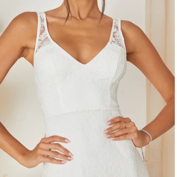 Beloved Eternity White Lace Sleeveless Backless Maxi Dress - Picture 3 of 6